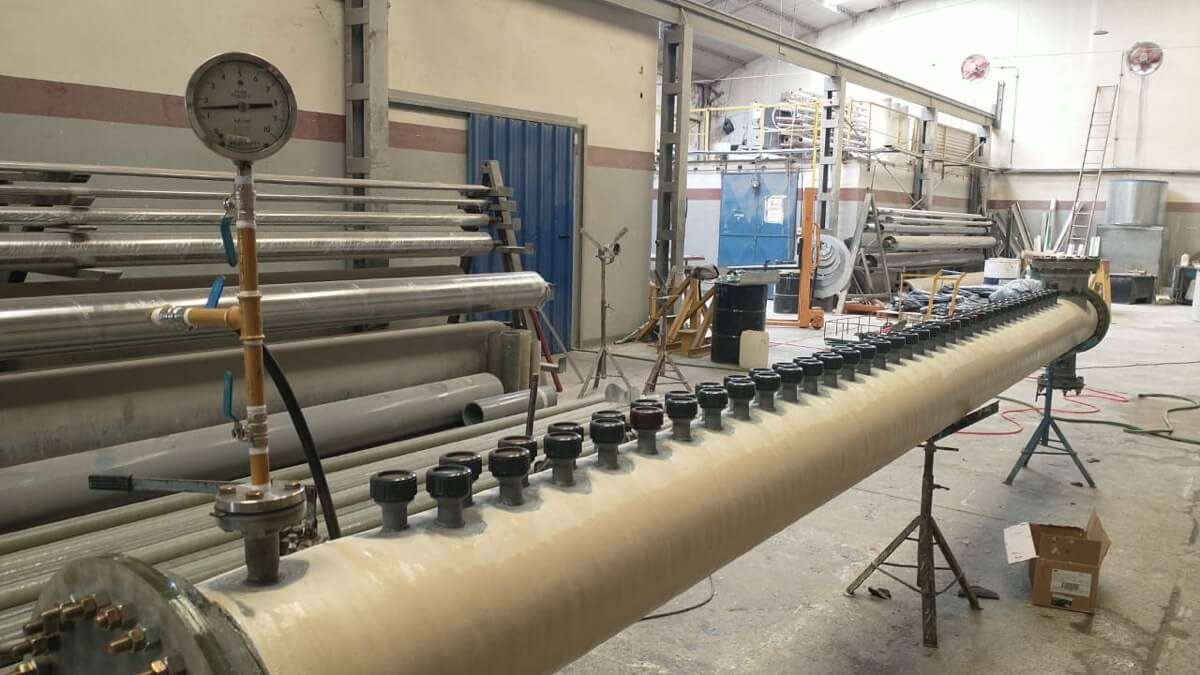 Colector de CPVC + PRFV, para producción de cloro por celdas de membrana